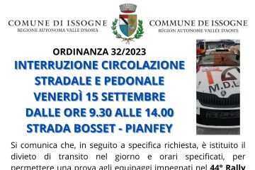 Interruzzione circolazione stradale e pedonale Strada Bosset-Pianfey